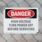 Signmission High Voltage Turn Power Off Before Servicing Danger Sign, Plastic, 10in W x 7in L, 2PK OS-2PACK-DS-P-710-L-1961 - alternate 4